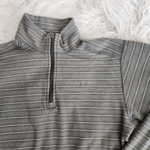 Patagonia Lightweight Fleece Pullover 1/4 Zip Youth L 12 Gray Striped‎ - Picture 10 of 11